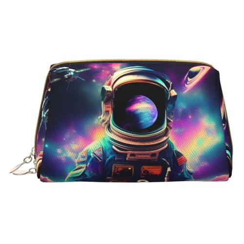 Helle Aqua Blau Türkis Druck Kosmetische Taschen,Leder Make-up Tasche Klein Für Geldbörse, Kosmetiktasche, Kulturbeutel Kupplung Für Frauen Reise, Raummensch Galaxy Trippy, One size von MyPiky