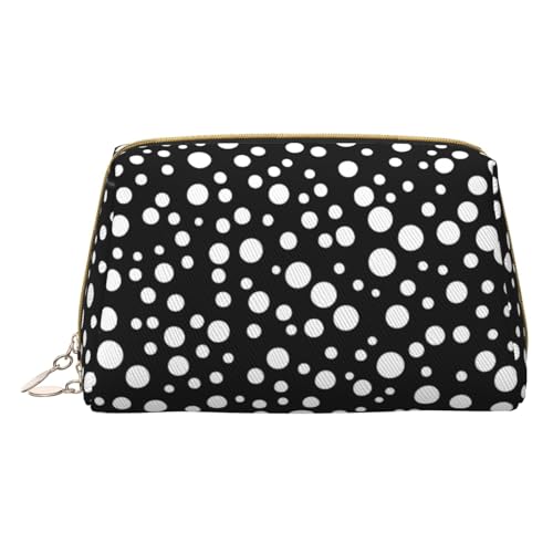 Helle Aqua Blau Türkis Druck Kosmetische Taschen,Leder Make-up Tasche Klein Für Geldbörse, Kosmetiktasche, Kulturbeutel Kupplung Für Frauen Reise, Weißer und schwarzer großer Punkt, One size von MyPiky