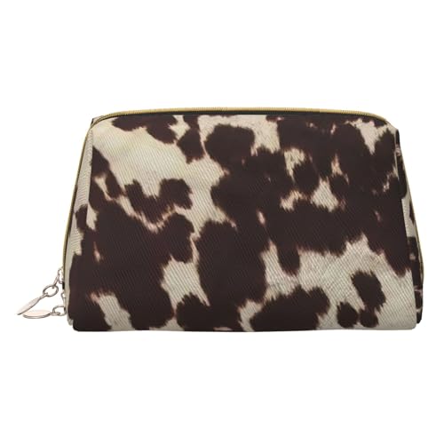 Helle Schöne Bunte Kunstdruck Kosmetiktaschen,Leder Make-up Tasche Klein Für Geldbörse, Kosmetiktasche, Kulturbeutel Kupplung Für Frauen Reise, Braunes Rindsleder, One size von MyPiky