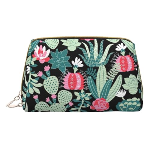 Kaktus Sukkulenten Rose Druck Kosmetiktaschen, Leder Make-up Tasche Klein Für Geldbörse, Kosmetik Beutel, Kulturbeutel Kupplung Für Frauen Reise, Kaktus, One size von MyPiky