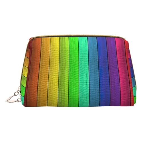 Klar Meer Wasser Weiß Sand Strand Druck Kosmetische Taschen, Leder Make-up Tasche Klein Für Geldbörse, Kosmetische Beutel, Kulturbeutel Kupplung Für Frauen Reise, Farbiges Holz, One size von MyPiky