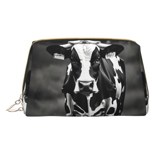 Kosmetiktasche aus Leder, Schwarz und Weiß gestreift, klein, für Geldbörse, Kosmetiktasche, Kulturbeutel, Clutch für Damen, Reisen, Schwarz-weiße Kuh, Einheitsgröße Kosmetiktasche aus Leder, Schwarz und Weiß gestreift, klein, für Geldbörse, Kosmetiktasche, Kulturbeutel, Clutch für Damen, Reisen, Schwarz-weiße Kuh, Einheitsgröße von MyPiky