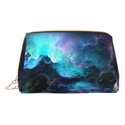 Kosmetiktasche aus Leder, mit buntem Ziegeldruck, klein, für Geldbörse, Kosmetiktasche, Kulturbeutel, Clutch für Damen, Reisen, 3D-Grafik Universum Weltraum, Einheitsgröße von MyPiky