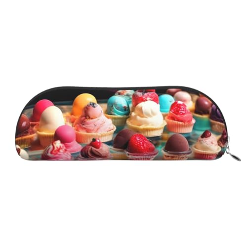 Kosmetiktasche mit Bananen- und Palmendruck für Damen, Make-up-Tasche, Reise-Aufbewahrungstasche, Kulturbeutel, Federmäppchen, Eiscreme, One Size von MyPiky