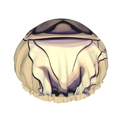 Lustige Cartoon Mops Welpen Hunde Drucken Duschhaube, Elastische und Wiederverwendbare Badehaarhut für langes Haar, Große wasserdichte Duschhaube, für Frauen Männer Kinder von MyPiky