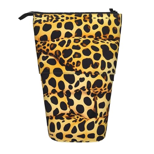 Lustiges Federmäppchen mit Leopardenmuster, Stehendes Federmäppchen, Teleskop-Federmäppchen, Pop-Up-Federmäppchen, Make-up-Kosmetiktasche von MyPiky