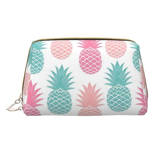 Make-up-Tasche aus Leder mit buntem abstraktem Druck, kleine Reise-Kosmetiktasche für Damen, Kosmetik-Organizer, Make-up-Tasche für Geldbörse, Farbige Ananas, One Size von MyPiky