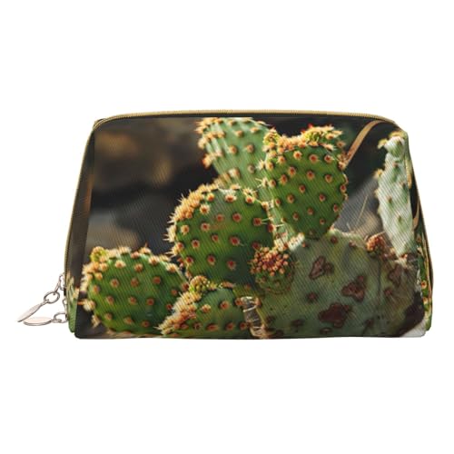 Make-up-Tasche aus Leder mit niedlichem Schneemann-Druck, kleine Reise-Kosmetiktasche für Damen, Kosmetik-Organizer, Make-up-Tasche für Geldbörse, Kaktus, One Size von MyPiky