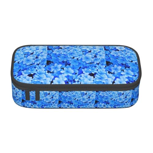 Modisches, funktionales Federmäppchen mit blauem Blumendruck, praktische Aufbewahrung für den täglichen Gebrauch, Make-up, Toilettenartikel von MyPiky