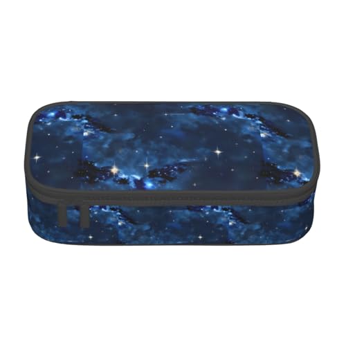 Modisches, funktionales Federmäppchen mit blauem Galaxie-Druck, praktische Aufbewahrung für den täglichen Gebrauch, Make-up, Toilettenartikel von MyPiky