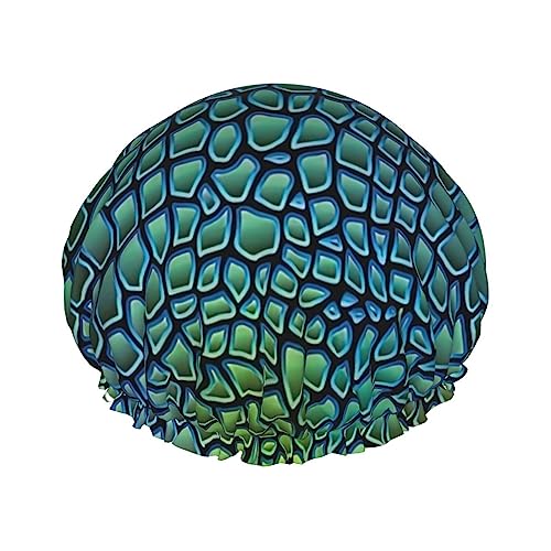 MyPiky Duschhaube mit Alligatorhaut-Druck, elastisch und wiederverwendbar, für langes Haar, große wasserdichte Duschhaube, für Damen, Herren, Kinder von MyPiky