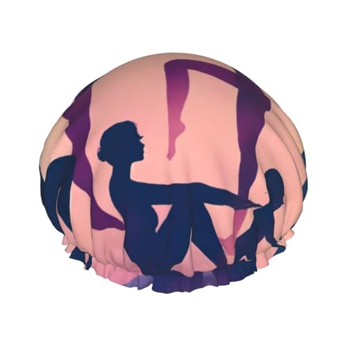 MyPiky Duschhaube mit Gymnastik-Spieldruck, elastisch und wiederverwendbar, für langes Haar, große wasserdichte Duschhaube, für Damen, Herren, Kinder von MyPiky