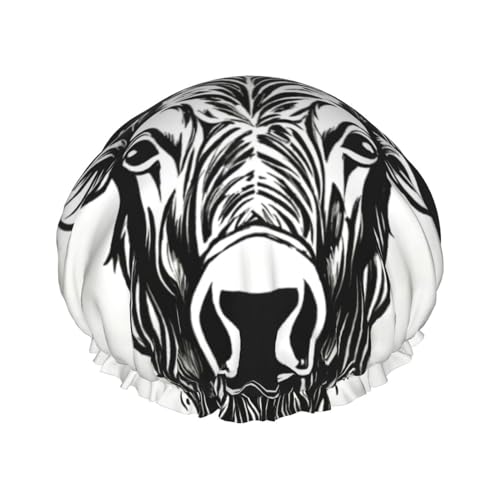 MyPiky Duschhaube mit Hirschdruck, elastisch und wiederverwendbar, für langes Haar, große wasserdichte Duschhaube, für Damen, Herren, Kinder von MyPiky