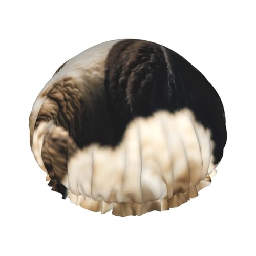 MyPiky Duschhaube mit Schaf- und Lämmer-Druck, elastisch und wiederverwendbar, für langes Haar, große wasserdichte Duschhaube, für Damen, Herren, Kinder von MyPiky