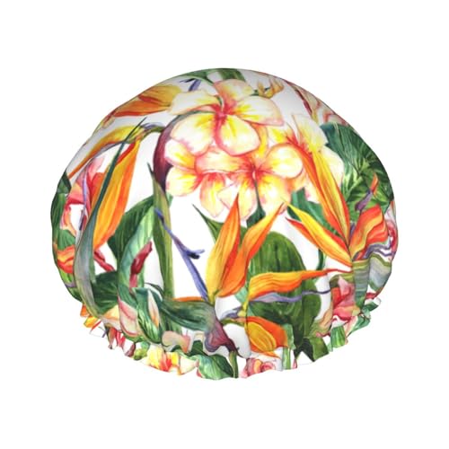 MyPiky Duschhaube mit buntem Blumendruck, elastisch und wiederverwendbar, für langes Haar, große wasserdichte Duschhaube, für Damen, Herren, Kinder von MyPiky