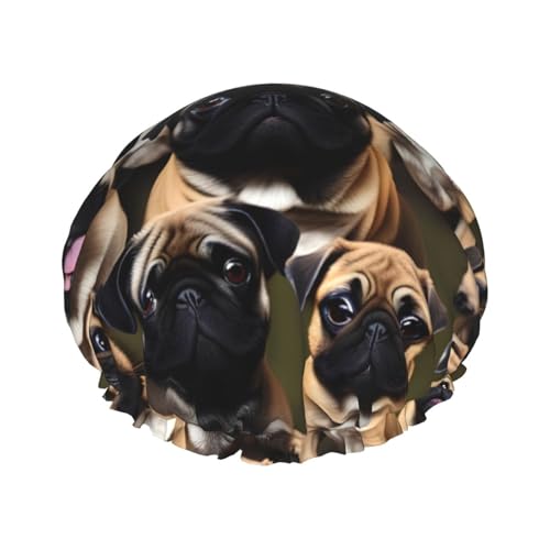 MyPiky Imagen De Pug-Standard-Druck, große Duschhaube, elastisches Band, Haarkappe, doppelte wasserdichte Schichten, Badehut, für Damen, Herren, Kinder MyPiky Imagen De Pug-Standard-Druck, große Duschhaube, elastisches Band, Haarkappe, doppelte wasserdichte Schichten, Badehut, für Damen, Herren, Kinder von MyPiky