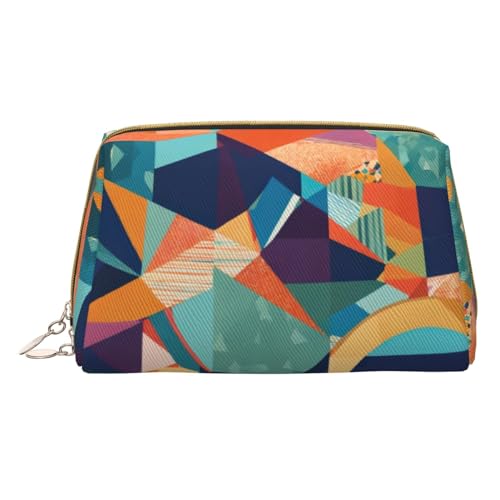 MyPiky Make-up-Tasche aus Leder mit abstraktem geometrischem Druck, kleine Reise-Kosmetiktasche für Damen, Kosmetik-Organizer, Make-up-Tasche für Geldbörse, Abstrakte Geometrie, Einheitsgröße von MyPiky