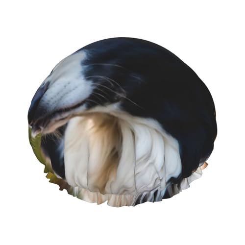 MyPiky Niedliche Duschhaube mit Hundedruck, elastischer und wiederverwendbarer Badehaarhut für langes Haar, große wasserdichte Duschhaube für Frauen, Männer, Kinder von MyPiky