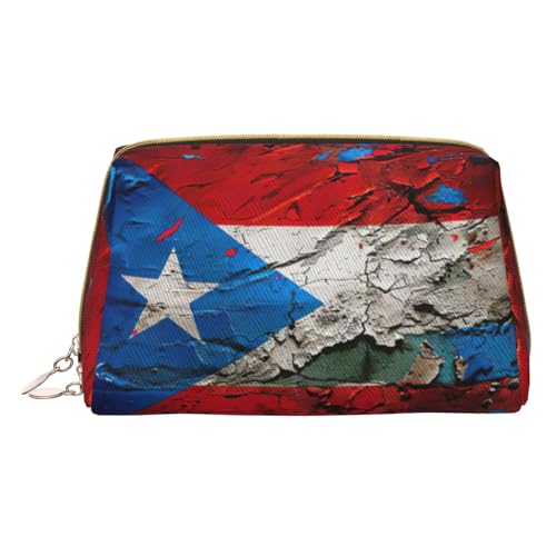 MyPiky Puerto Rico Kosmetiktasche mit Tapeten-Flaggen-Druck, Leder, klein, für Geldbörse, Kosmetiktasche, Kulturbeutel für Damen, Reisen, Puerto Rico Tapetenflagge, Einheitsgröße von MyPiky