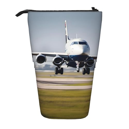 MyPiky Stehendes Federmäppchen mit Flugzeug im Flugzeug, Teleskop-Federmäppchen, Pop-Up-Bleistifttasche, Stiftetasche, Make-up-Kosmetiktasche, schwarz von MyPiky