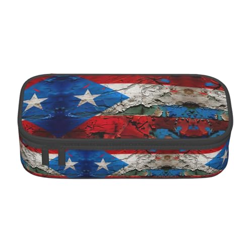 Puerto Rico Federmäppchen mit Tapetenflaggen-Druck, modisch, funktional, praktische Aufbewahrung für den täglichen Gebrauch, Make-up, Toilettenartikel von MyPiky