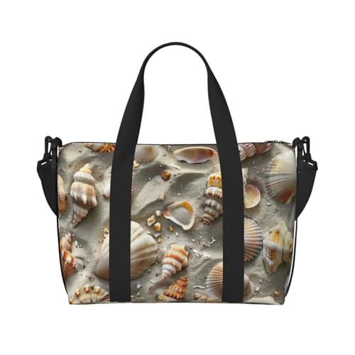 Reisetasche mit Muschelsanddruck, Sporttasche, Sporttasche, Wochenendreise, Übernachtungstasche, Sporttasche für Damen und Herren, Schwarz, Einheitsgröße Reisetasche mit Muschelsanddruck, Sporttasche, Sporttasche, Wochenendreise, Übernachtungstasche, Sporttasche für Damen und Herren, Schwarz, Einheitsgröße von MyPiky