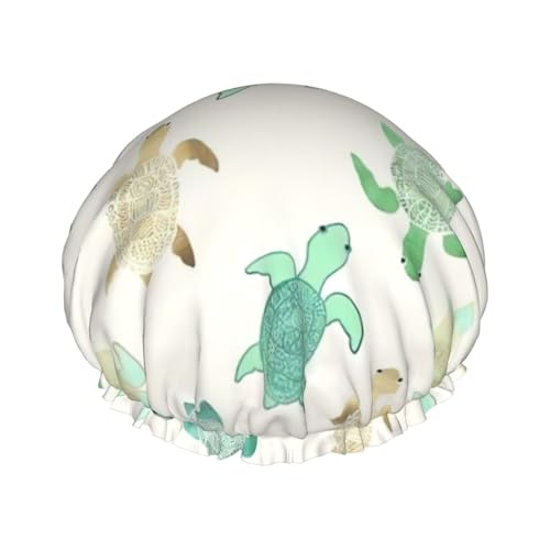 Schildkröte Schreiben Druck Duschhaube, Elastische und Wiederverwendbare Badewanne Haarhut Für Lange Haare Große Wasserdichte Dusche Motorhaube, Für Frauen Männer Kinder von MyPiky