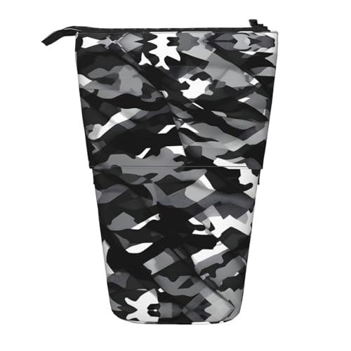 Schwarz Grau Weiß Camo Druck Stehen Federmäppchen Teleskop Bleistift Tasche Pop Up Bleistift Beutel Stift Beutel Make-up Kosmetik Tasche von MyPiky