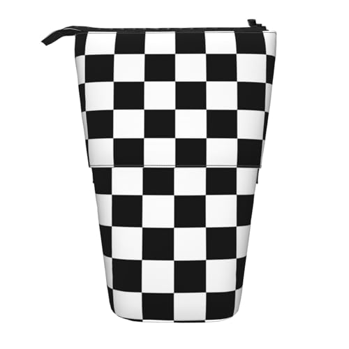 Schwarzes und weißes Karomuster, Stehendes Federmäppchen, Teleskop-Federtasche, Pop-Up-Bleistifttasche, Stiftetasche, Make-up-Kosmetiktasche Schwarzes und weißes Karomuster, Stehendes Federmäppchen, Teleskop-Federtasche, Pop-Up-Bleistifttasche, Stiftetasche, Make-up-Kosmetiktasche von MyPiky