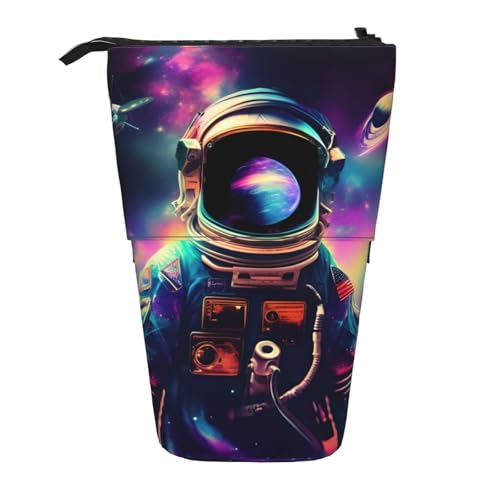 Spaceperson Galaxy Trippy Print Stehendes Federmäppchen Teleskop-Bleistifttasche Pop-Up-Bleistifttasche Stifteetui Make-up Kosmetiktasche von MyPiky