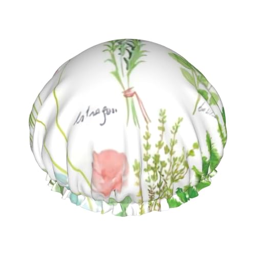 Springtime Duschhaube mit Kräutergarten, elastisch und wiederverwendbar, für langes Haar, große wasserdichte Duschhaube, für Damen, Herren, Kinder von MyPiky
