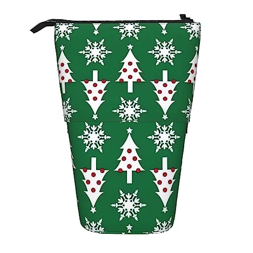 Stehendes Federmäppchen mit Weihnachtsbaum-Muster, Teleskop-Federmäppchen, Pop-Up-Federmäppchen, Stifteetui, Make-up-Kosmetiktasche von MyPiky
