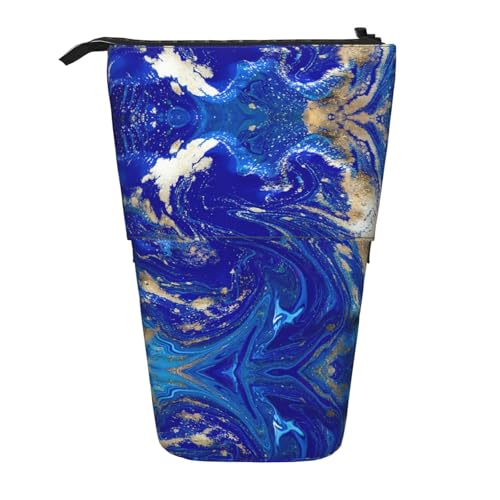 Stehendes Federmäppchen mit abstraktem Marmorsteindruck, Teleskop-Federmäppchen, Pop-Up-Federmäppchen, Stifteetui, Make-up-Kosmetiktasche von MyPiky