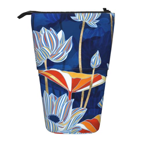 Stehendes Federmäppchen mit botanischem Blumendruck, Teleskop-Federmäppchen, Pop-Up-Federmäppchen, Stifteetui, Make-up-Kosmetiktasche von MyPiky