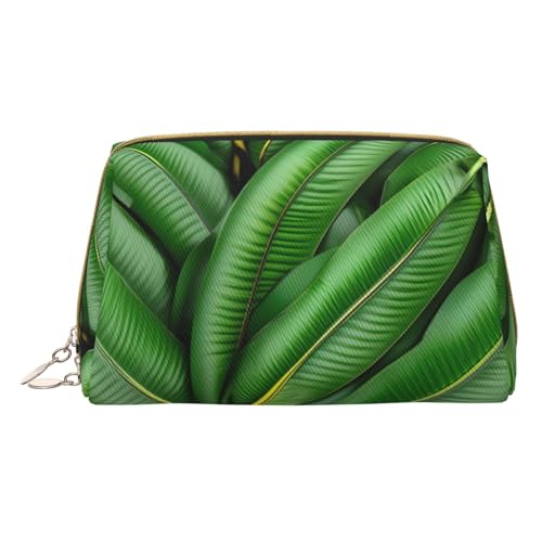 Strandszene Mit Stühlen Druck Kosmetiktaschen, Leder Make-up Tasche Klein Für Geldbörse, Kosmetiktasche, Kulturbeutel Kupplung Für Frauen Reise, Bananenblatt Grün, One size von MyPiky