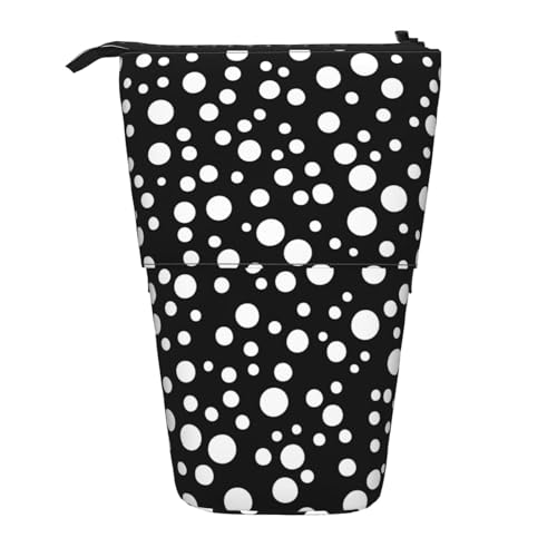 Weiß & Schwarz Big Dot Print Stehen Federmäppchen Teleskop-Bleistifttasche Pop Up Bleistift Beutel Stift Beutel Make-up Kosmetik Tasche von MyPiky