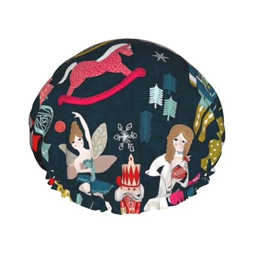 Women_S Nussknacker Ballett Weihnachten Dance Print Duschhaube, Elastische und Wiederverwendbare Badewanne Haarhut Für Langes Haar Große Wasserdichte Dusche Bonnet, Für Frauen Männer Kinder von MyPiky