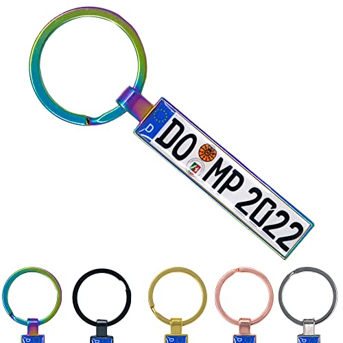 Personalisierter Kennzeichen Schlüsselanhänger für dein Auto - beidseitig personalisierter Anhänger mit deinem Nummernschild - Autokennzeichen als Glücksbringer -Für Männer und Frauen (Rainbow) von MyPrezzie