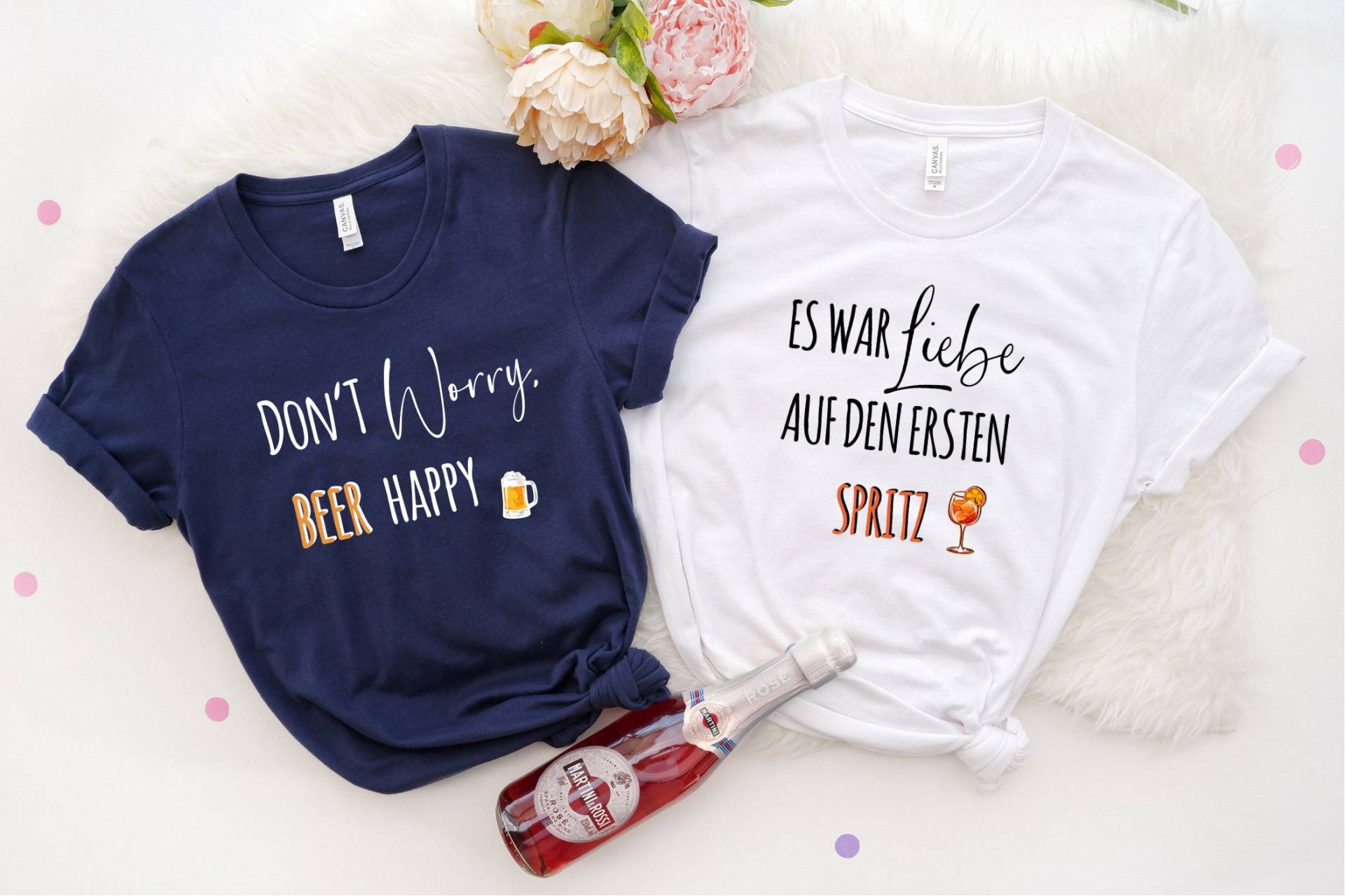 T-Shirt Don't Worry, Beer Happy | Jga T-Shirts Mit Lustigen Alkohol-Sprüchen Bierliebhaber Geschenk Biertrinker Braut von MyPrintedGifts