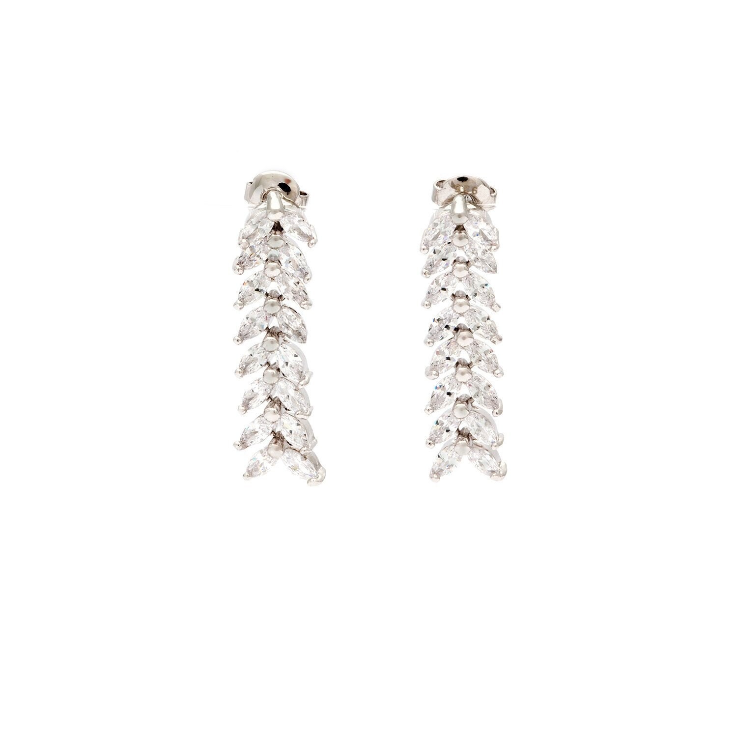 Hochzeit Silber Baumeln Blatt Marquise Kristall Diamant Zirkonia Ohrringe von MyRubyTuesday