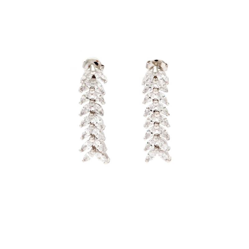 Hochzeit Silber Baumeln Blatt Marquise Kristall Diamant Zirkonia Ohrringe von MyRubyTuesday