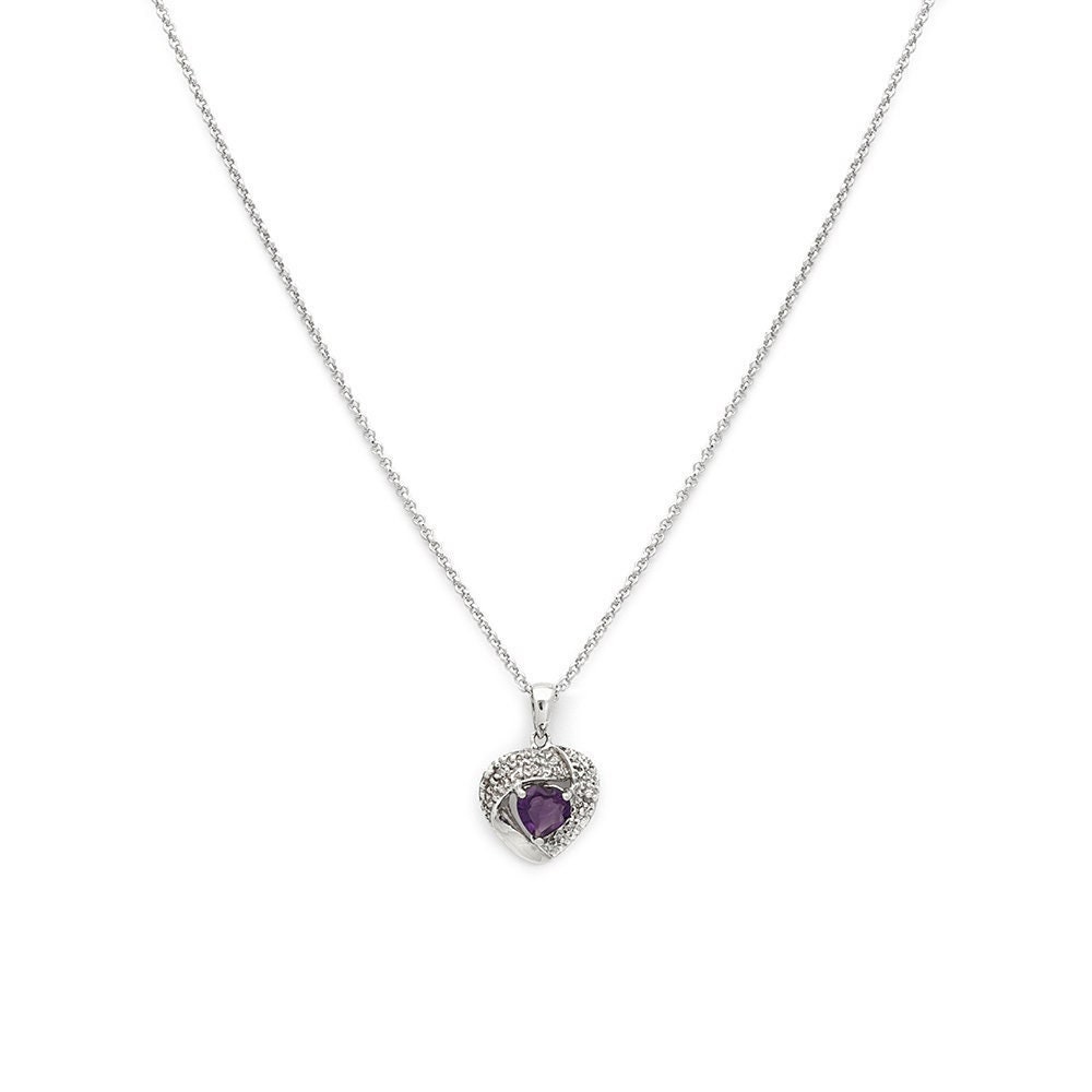 Lila Amethyst Herz Schliff Und Diamanten Sterling Silber Anhänger/Halskette von MyRubyTuesday
