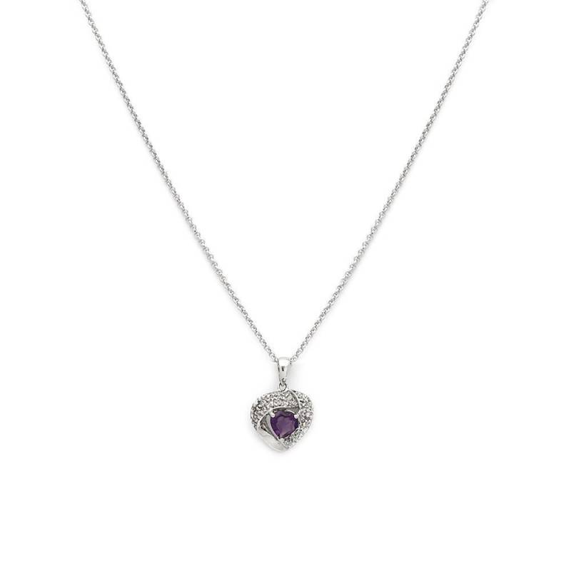 Lila Amethyst Herz Schliff Und Diamanten Sterling Silber Anhänger/Halskette von MyRubyTuesday