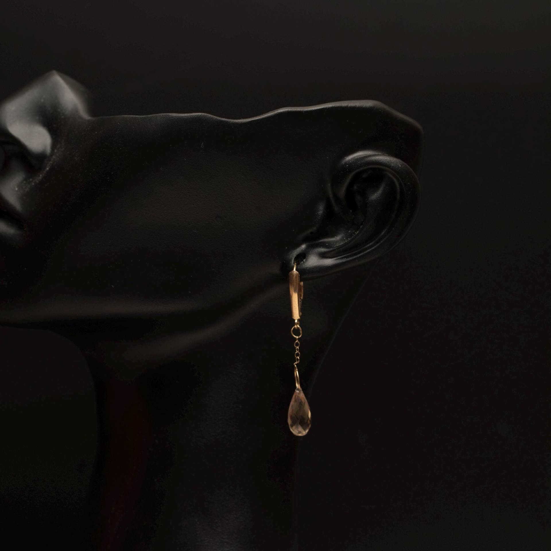 Vintage 10K Gold Citrin Tropfen Baumeln Ohrringe Teardrop Edelsteine Leichte von MyRubyTuesday