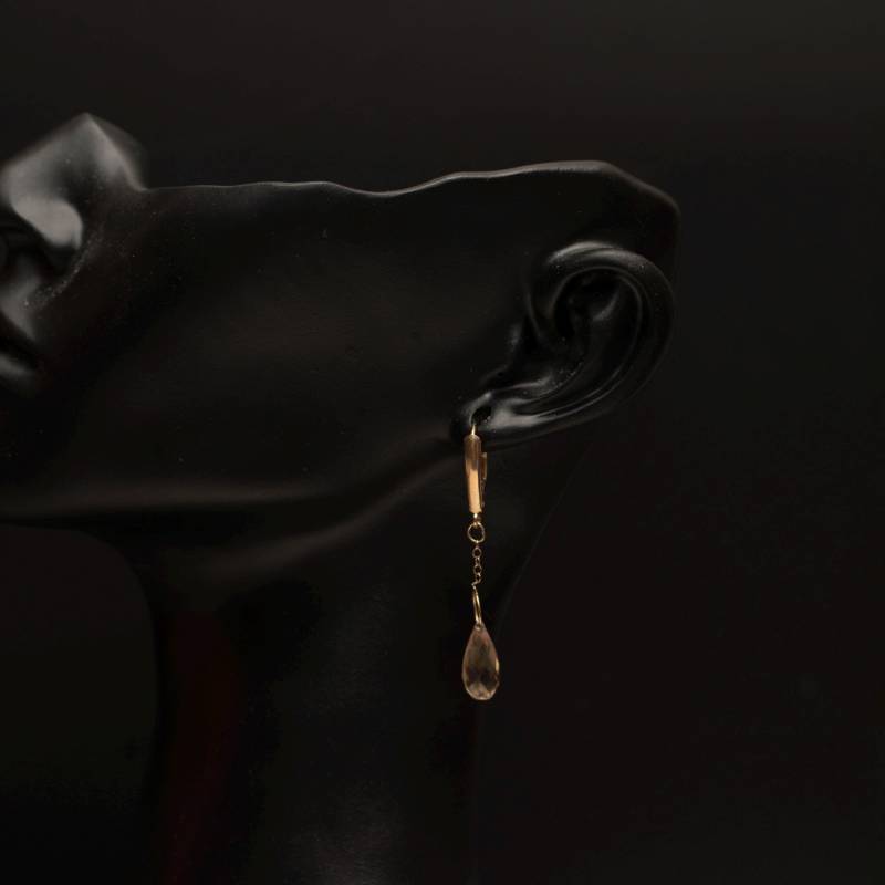 Vintage 10K Gold Citrin Tropfen Baumeln Ohrringe Teardrop Edelsteine Leichte von MyRubyTuesday