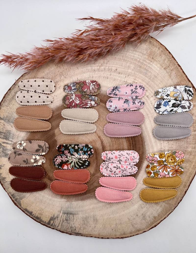 4Er Set Baby Kinder Mädchen Frauen Haarspange Haarclip Stoffclip Floral Vintage Clips Stoffhaarklammer Snapclip Haarspangen Winter Herbst von MySaMeArts