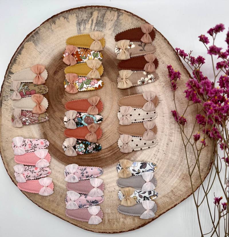 4Er Set Baby Kinder Mädchen Frauen Haarspange Mit Schleife Haarclip Stoffclip Floral Vintage Bow Knot Clips Stoffhaarklammer Haarspangen von MySaMeArts