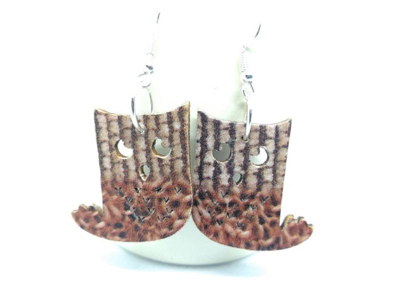 Einzigartige Eulen Ohrringe - Handgefertigte Decoupage Holz Braune Eule Handgemachtes Quirky Schmuck Geschenk von MySassyDecoupage