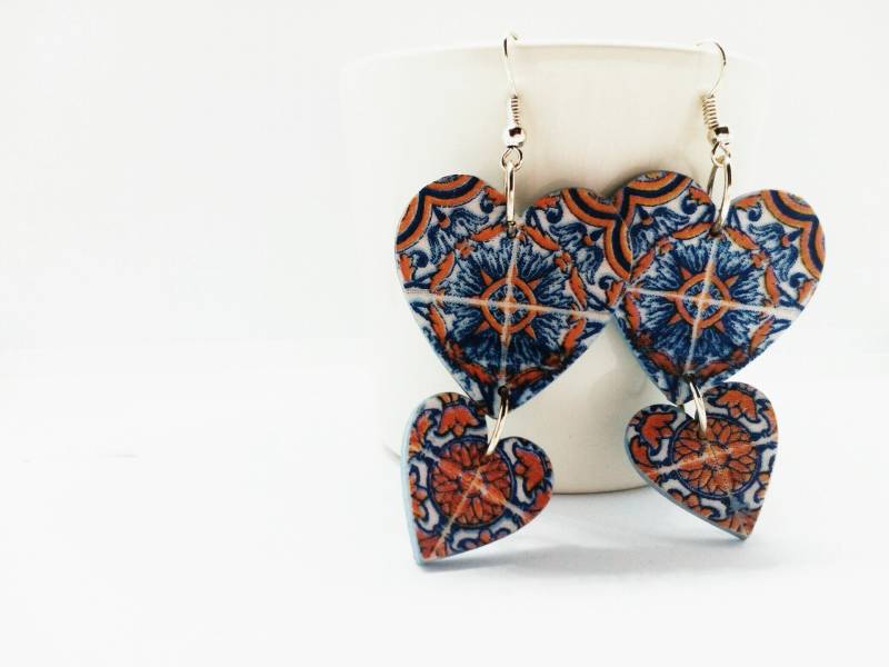 Handgemachte Herz Ohrringe Aus Holz in Decoupage Form Schmuck Mit Mandala Muster von MySassyDecoupage