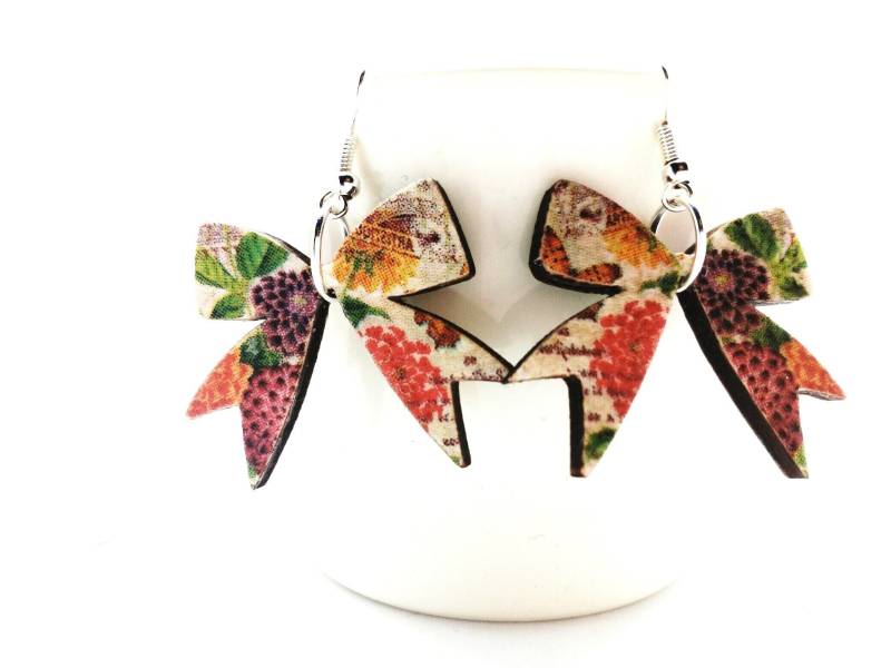 Handgemachte Holzschleifen Ohrringe Decoupage Bandschmuck von MySassyDecoupage